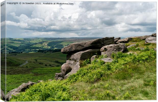 View from Higger Tor, Peak District Canvas Print by Jo Sowden