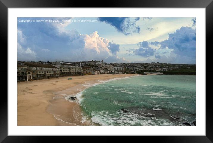 St. Ives Cornwall uk,Porthmeor Beach Framed Mounted Print by kathy white