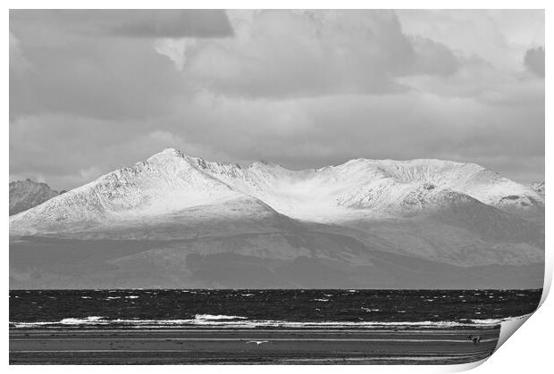 Isle of Arran mountains mono Print by Allan Durward Photography