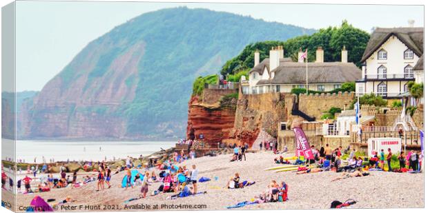 Jurassic Coast At Sidmouth East Devon  Canvas Print by Peter F Hunt