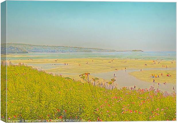 Wild Flowers Blanket Hayle Beach Canvas Print by Beryl Curran