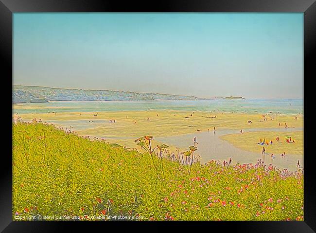 Wild Flowers Blanket Hayle Beach Framed Print by Beryl Curran