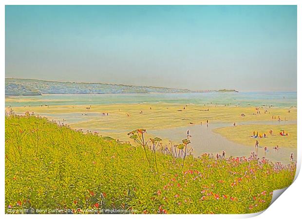 Wild Flowers Blanket Hayle Beach Print by Beryl Curran