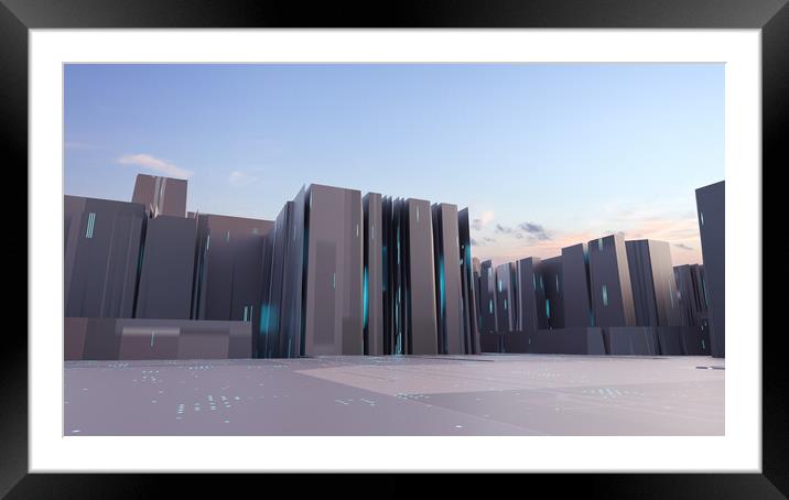Abstract futuristic city concept Framed Mounted Print by Svetlana Radayeva