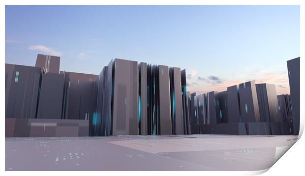 Abstract futuristic city concept Print by Svetlana Radayeva