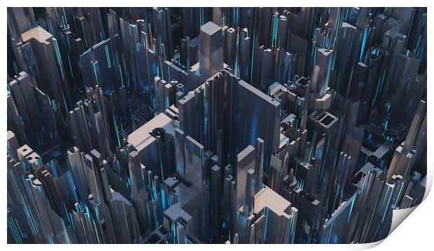 Abstract futuristic city concept Print by Svetlana Radayeva