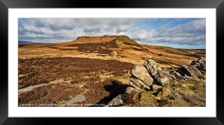 Looking over to Higger Tor from Carl Wark Framed Mounted Print by Chris Drabble