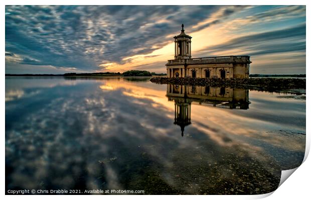 Normanton Church at sunset Print by Chris Drabble