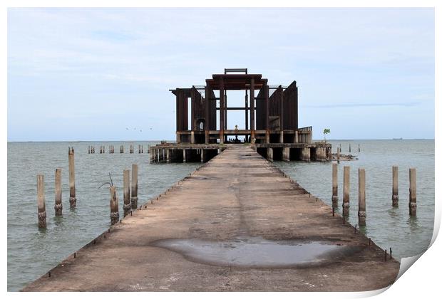 A never finished and abandoned Thai temple at the sea Print by Wilfried Strang