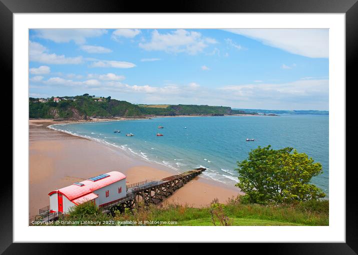 Tenby Beach and old Lifeboat House Framed Mounted Print by Graham Lathbury