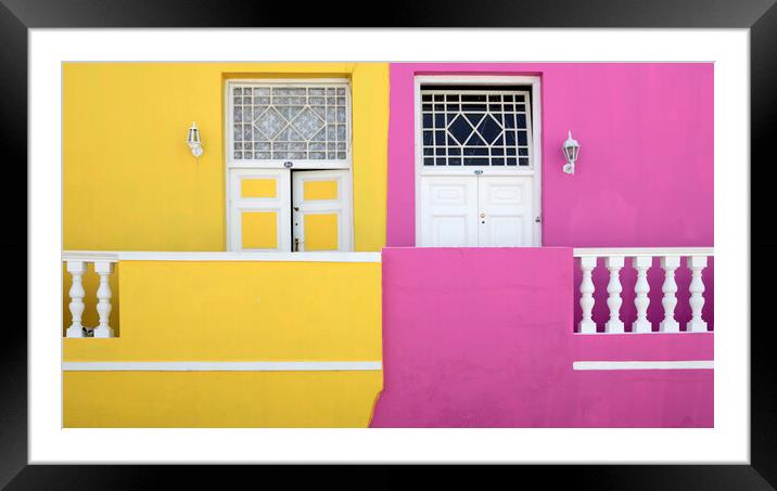 Colourful houses in Bo-Kaap, Cape Town, South Africa Framed Mounted Print by Neil Overy