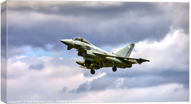 Typhoon Landing at RAF Coningsby Lincolnshire Canvas Print by Ros Ambrose