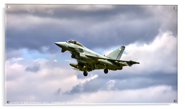 Typhoon Landing at RAF Coningsby Lincolnshire Acrylic by Ros Ambrose