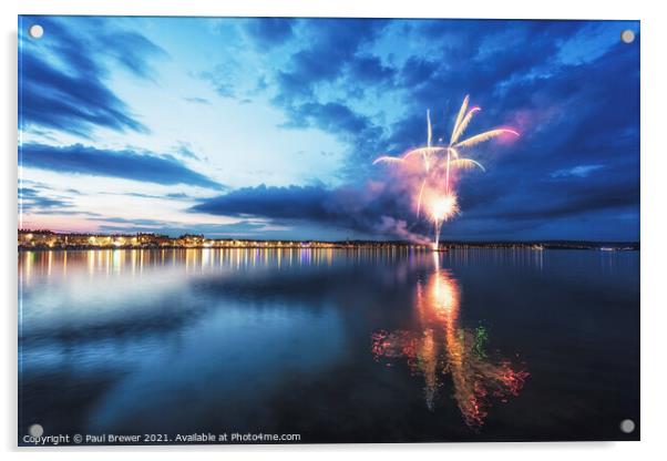 Fireworks in Weymouth Acrylic by Paul Brewer