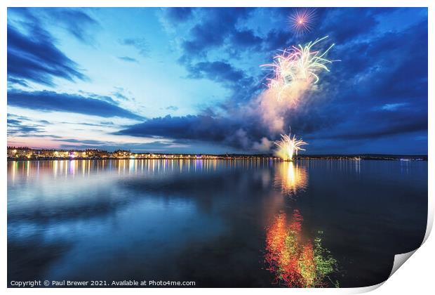 Fireworks in Weymouth Print by Paul Brewer