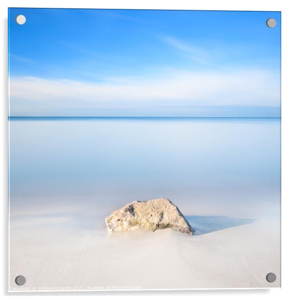 Rock on a white sandy beach Acrylic by Stefano Orazzini