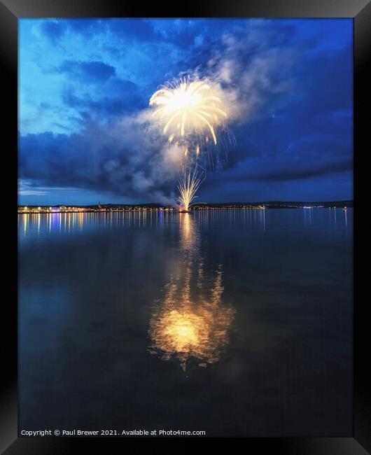 Fireworks in Weymouth Framed Print by Paul Brewer