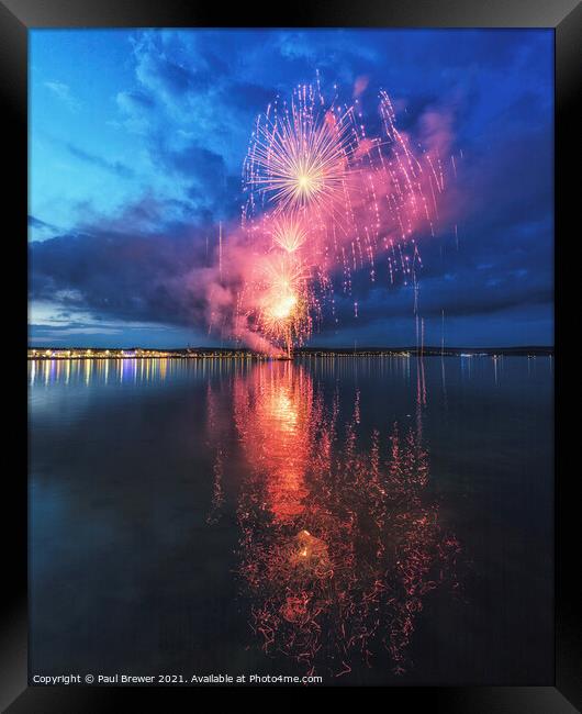 Fireworks in Weymouth Framed Print by Paul Brewer