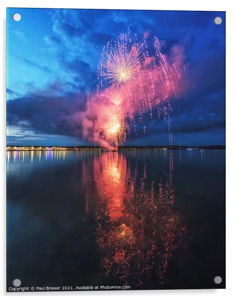 Fireworks in Weymouth Acrylic by Paul Brewer