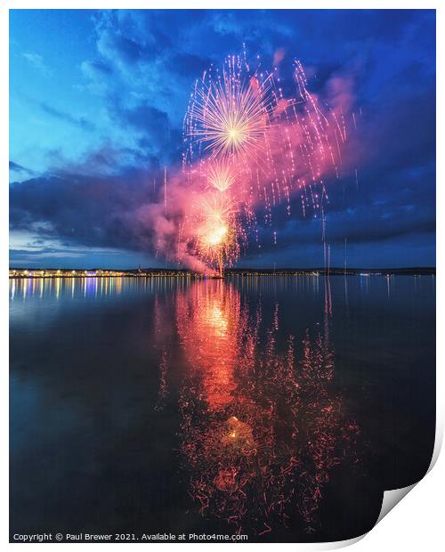 Fireworks in Weymouth Print by Paul Brewer