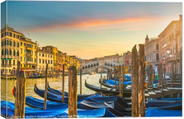 Venice Grand Canal and Rialto bridge Canvas Print by Stefano Orazzini