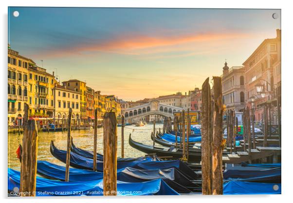 Venice Grand Canal and Rialto bridge Acrylic by Stefano Orazzini
