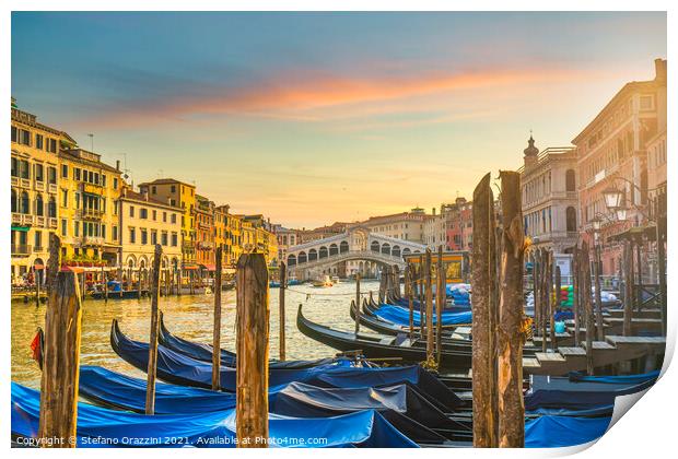 Venice Grand Canal and Rialto bridge Print by Stefano Orazzini
