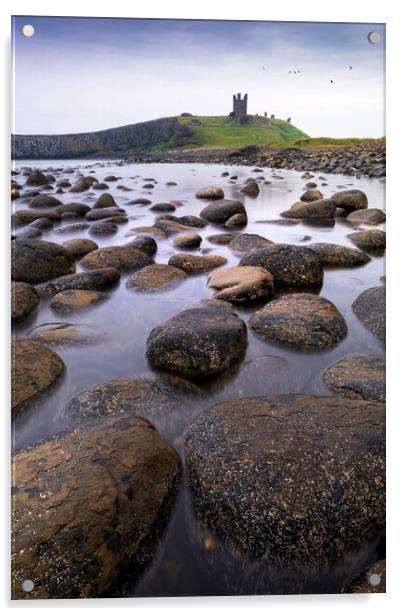 Boulder Field at Dunstanburgh Castle, Northumberla Acrylic by Mark Jones