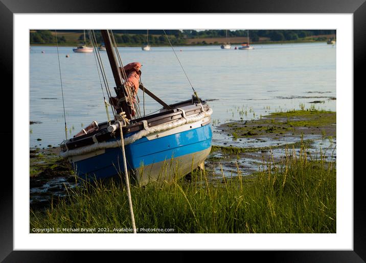 small boat at low tide manningtree essex Framed Mounted Print by Michael bryant Tiptopimage