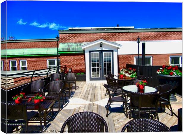 Roof top restaurant Canvas Print by Stephanie Moore
