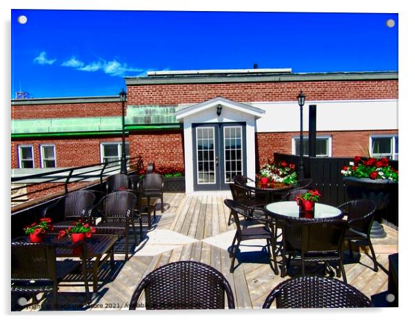 Roof top restaurant Acrylic by Stephanie Moore