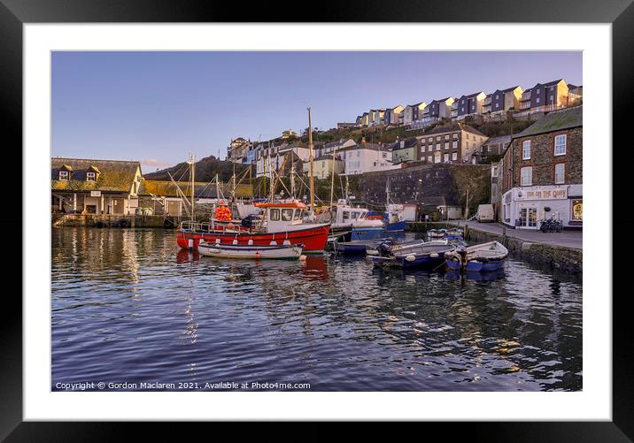 Fishing Boats in Mevagissey Harbour, Cornwall Framed Mounted Print by Gordon Maclaren