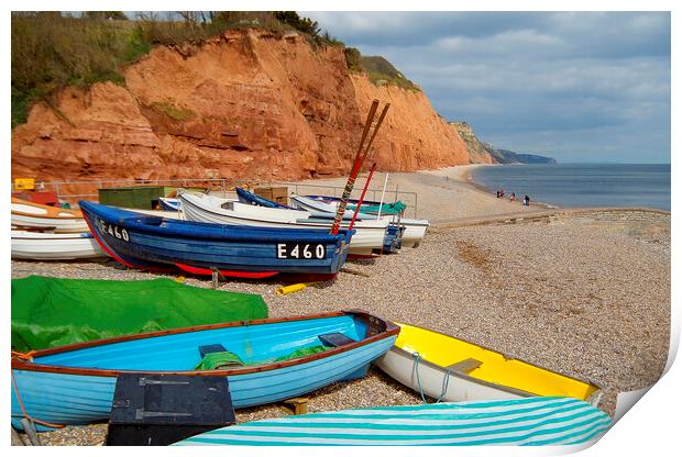 Boats on the Beach at Sidmouth Print by Paul F Prestidge