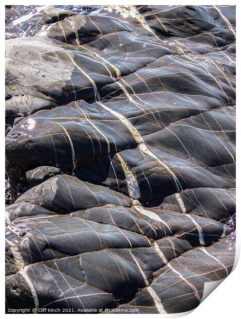 Glistening sea-washed rocks Print by Cliff Kinch