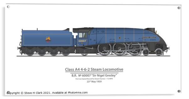 BR Sir Nigel Gresley Post War Speed Record 112 MPH Acrylic by Steve H Clark