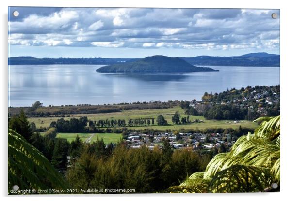 Lake Rotorua Panorama Acrylic by Errol D'Souza