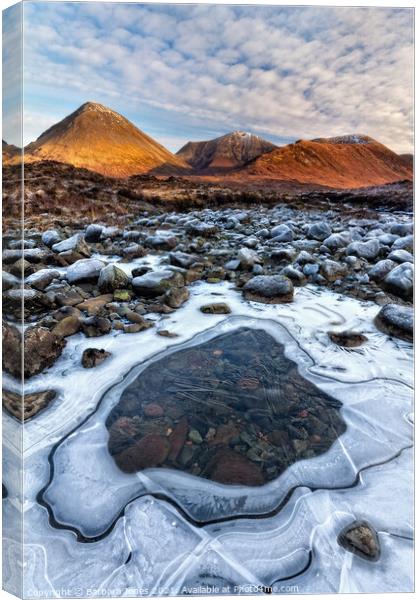 Red Cuillin  Ice Pool Sligachan  Skye Scotland Canvas Print by Barbara Jones