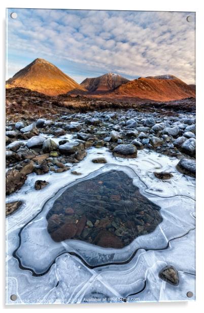 Red Cuillin  Ice Pool Sligachan  Skye Scotland Acrylic by Barbara Jones