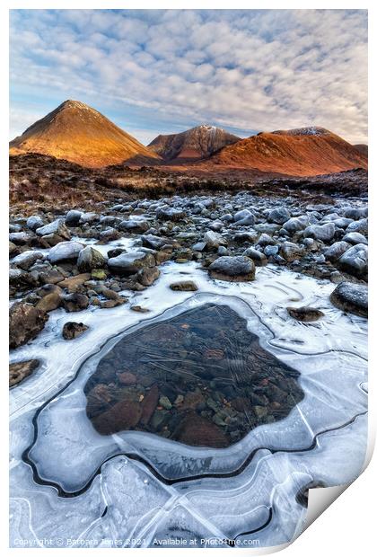 Red Cuillin  Ice Pool Sligachan  Skye Scotland Print by Barbara Jones