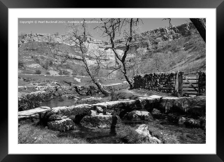 Malham Cove Yorkshire Dales Black and White Framed Mounted Print by Pearl Bucknall