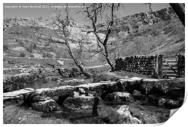 Malham Cove Yorkshire Dales Black and White Print by Pearl Bucknall