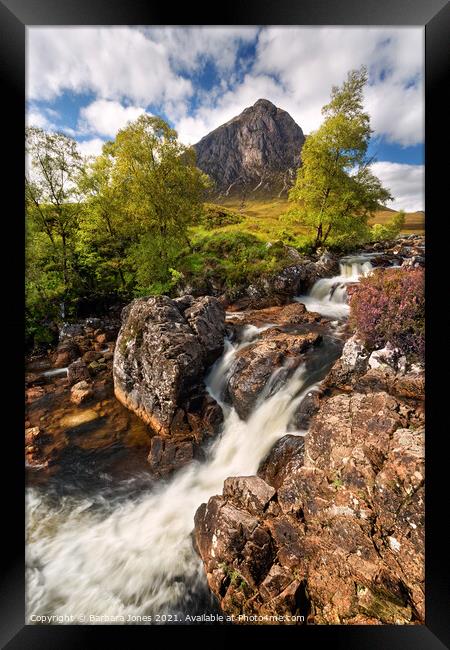 Buachaille Etive Mor in Late Summer. Glencoe. Framed Print by Barbara Jones