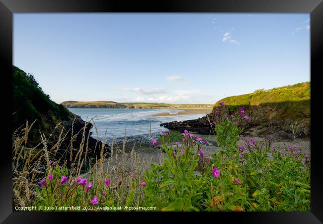 The old life boat ramp leading out to sea from the Framed Print by Julie Tattersfield