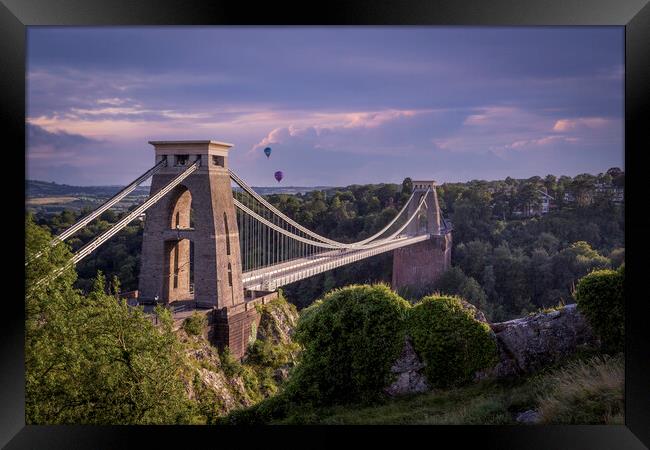 Clifton Suspension Bridge and hot air balloons Framed Print by Leighton Collins
