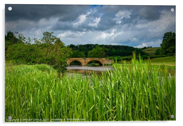 Kirkham Abbey bridge  572  Acrylic by PHILIP CHALK