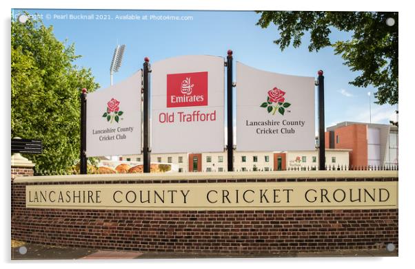 Old Trafford at Lancashire County Cricket Ground Acrylic by Pearl Bucknall