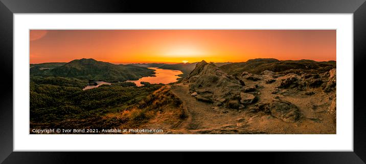 Ben A'an and Loch Katrine Sunset Panorama, Scotlan Framed Mounted Print by Ivor Bond