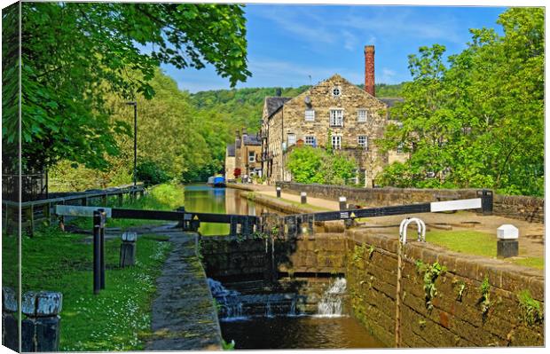 Hebden Bridge Lock & Rochdale Canal Canvas Print by Darren Galpin