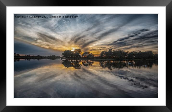 Dramatic skies at Hatchet Pond, New Forest Framed Mounted Print by Sue Knight