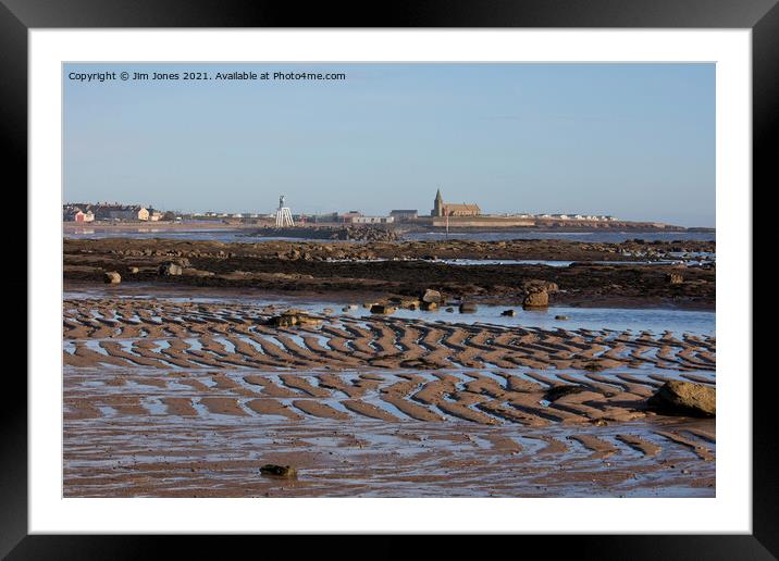Newbiggin Bay at low tide Framed Mounted Print by Jim Jones